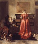 OCHTERVELT, Jacob A Woman Playing a Virgind,AnotherSinging and a man Playing a Violin oil on canvas